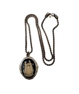 Grecian Ladies Garden Cameo Silver tatement Pendant Necklace Wedding Dau... - $22.01 CAD