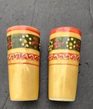 Mexican Talavera Pottery 2 Drinking Glasses Cups Hand Painted Tequila Sh... - $18.99