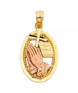 14K Two Tone Gold Religious Praying Hands Pendant - $275.80 CAD