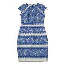 Nwt Tadashi Shoji Neoprene &amp; Lace Cap Sleeve Sheath In China Blue Snow Dress 10 - $131.67