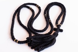 Black woolen 300 Knots Prayer Rope, Komboskini Jesus present for Gerontas - £82.74 GBP