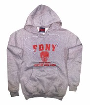 Kids FDNY Hoodie Gray Red Sweatshirt Fire Department of New York Youth Boys XS-L - £27.96 GBP