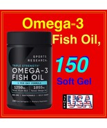 Omega-3 Fish Oil, Sports Research Triple Strength, 150 Softgels - $803.87 MXN