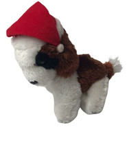 Vintage 1981 Wallace Berrie Puppy Dog  7” Plush With Santa Hat Rare - $13.77