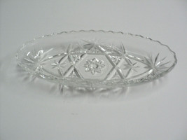 Vintage Anchor Hocking Prescut Pickle Dish Early American Clear Oval 8 1/2&quot; x 4&quot; - £11.70 GBP