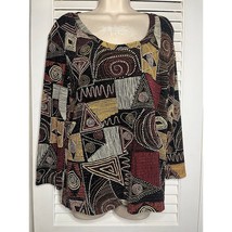 Chico&#39;s Design beaded abstract knit blouse size 3 Party holiday chic avant gard - $24.91