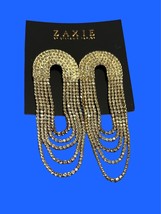 Zaxie by Stephanie Taylor Draped Crystal Chandelier Earrings in Gold NWT - £19.73 GBP