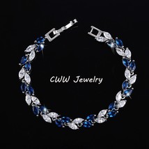 The New Summer Design White Gold Color Austrian Royal Blue Crystal Bracelets for - £15.52 GBP