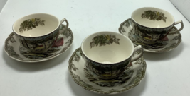 Johnson Bros Friendly Village Cups &amp; Saucers The Ice House Set Of 3 England Euc - £17.92 GBP