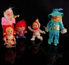 5 Vintage Christmas ornaments - Raggedy andy - kurt Dler scarecrow - celluloid b - £86.52 GBP