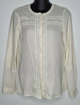 ANN TAYLOR Womens Cream White Ivory Button Down Shirt Blouse Top XS Long... - £10.22 GBP