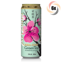 6x Cans Arizona Extra Sweet Green Tea With Ginseng &amp; Honey 23oz Fast Shi... - £20.64 GBP