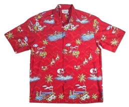 Pacific Legend Santa Hawaiian Button Up Shirt XL Red Tropical Christmas - £27.25 GBP