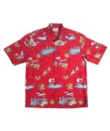 Pacific Legend Santa Hawaiian Button Up Shirt XL Red Tropical Christmas - £27.24 GBP