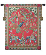 67x52 INDIA Tree of Life Peacock Elephant Floral Tapestry Wall Hanging - £240.34 GBP