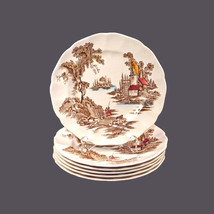 Six Johnson Brothers The Old Mill Brown Multicolor bread plates made in England. - $104.02