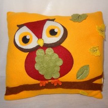 Pillow Owl Autumn Throw Bird Leaves 9&quot; Felt Decorative Orange Brown Red - £11.81 GBP