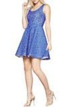 Blue Lace Overlay Fit-and-Flare Party Dress. Only $169.00 ! - £135.09 GBP