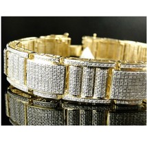 Men&#39;s 6 CT Round Cut Moisanite Cluster Link Bracelet 14K Gold Plated Silver 8.5&quot; - £736.45 GBP