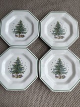 Set of 4 CHRISTMASTIME by Nikko Christmas Tree Octagon Dinner Plate 10 3... - £44.84 GBP
