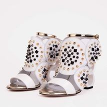 The Infanta White Spike Leather Ankle Strap Women Sandal image 2