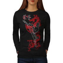 Wellcoda Ninja Dragon Warrior Womens Long Sleeve T-shirt, Kung Fu Casual Design - £19.34 GBP