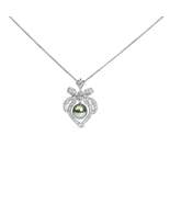 Elegant 18k Diamond and Cultured Black Tahitian Pearl Heart Pendant Neck... - $4,762.00