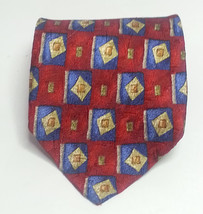 Robert Talbott Studio Men Dress Silk Tie Red Blue White 3.75&quot; wide 59&quot; long  - £38.72 GBP