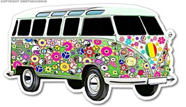 Woodstock Peace Love Music Dove Hippie Van Car Window Bumper Sticker Decal 3.5&quot; - £3.08 GBP