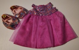 EC BuildaBear Shinny Hot Pink Tulie with pink sequin top Dress &amp; Matching Shoes - £19.27 GBP