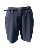 Cache Navy Blue Trouser Removable Belt Pant Dress Short New Lined Studs ... - $48.14 CAD