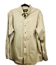 Cabela&#39;s Mens Large Dress Shirt Brown Long Sleeve Button Down 100% Cotto... - £17.53 GBP