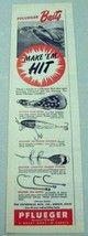 1950 Print Ad Pflueger Fishing Lures Chum Spoon,Pal-O-Mine,Tandem Spinner - £7.14 GBP