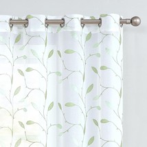 Sheer Curtains - Embroidered Leaf - Grommet Top - 2 panels - 84&quot; - £19.82 GBP