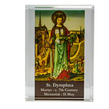 St. Dymphna Crystal Clear Desktop Prayer Card Stand - $17.95