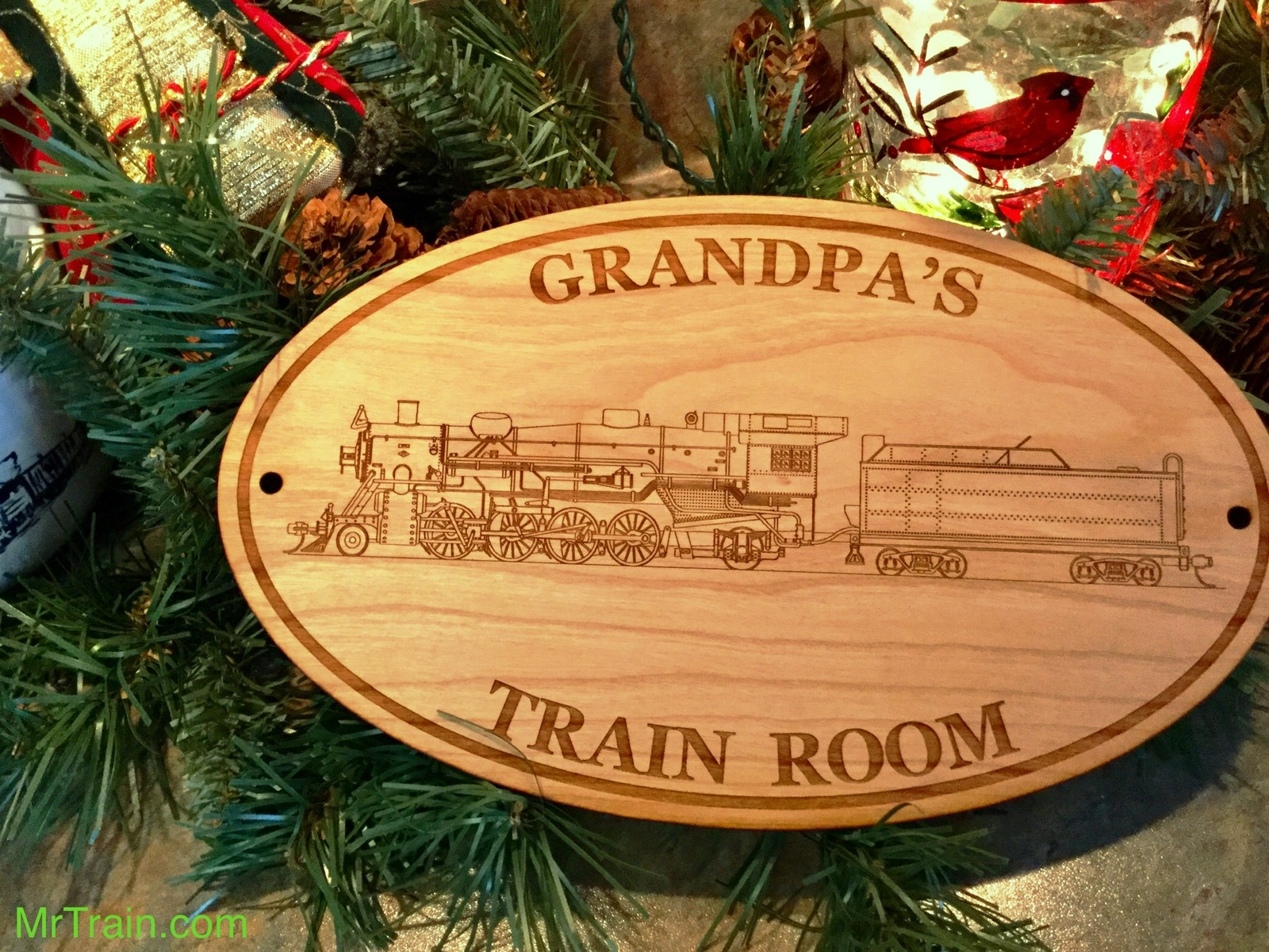 GRANDPA'S TRAIN ROOM SIGN | Wooden Engraved | Personalized for Grandpa - £39.38 GBP