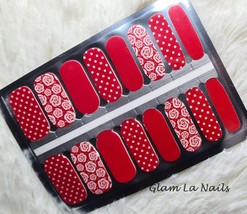 Red Roses Nail Wraps/ Nail Strips/ Nail Stickers/ full nail wrap/ stick on nails - £2.96 GBP