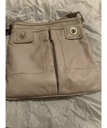 Marc By Marc Jacobs Crossbody Cream Leather Purse Pockets Turnlock Brass - $33.66