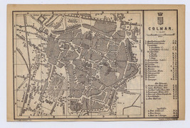 1896 Antique Map Of Colmar / Alsace Elsass / France Germany - £22.16 GBP