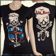 Motor City Legends Skull British Flag Punk Rock Metal Womens T-Shirt Blu... - £23.97 GBP