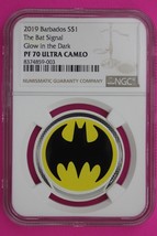 2019 PF 70 The Bat Signal Glow In The Dark  Barbados 20 Dollars 1 Oz NGC 838 - $144.99