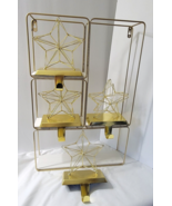 Set 4 Crate &amp; Barrel Gold 3-D Star Christmas Stocking Holder Hanger Heav... - $2,077.08 MXN