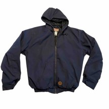 Red Kap Full Zip Hooded Jacket Navy Blue Mens Large Regular Pockets Quil... - $21.77