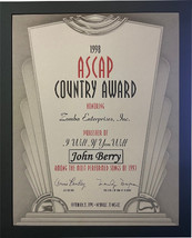 John Berry 1998 ASCAP 11x14 Country Music Award Zomba Enterprises , Publisher of - £27.13 GBP