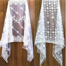 White embroidered net dupatta chunni chunri set of 2 - $29.61