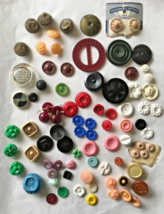 Lot 88 Antique Vintage Celluloid Plastic Buttons Pink Red Blue Green Black - £19.75 GBP