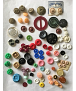 Lot 88 Antique Vintage Celluloid Plastic Buttons Pink Red Blue Green Black - £18.59 GBP