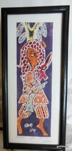 The Hunter Framed Print Signed Awe Ife Nigeria 14.5 x 6.5&quot; - £38.46 GBP