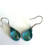 Murano Glass Handcrafted Unique Jewelry, Turquoise 925 Sterling Silver E... - $54.33 CAD