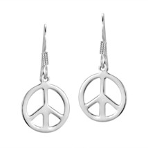 Charming and Vintage 13mm Peace Symbol Sterling Silver Earrings - £15.50 GBP